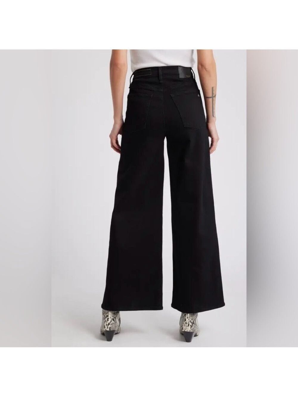 Rag & Bone Flexi Sofie High Waist Ankle Wide Leg Jean Black Bird size 23 - Picture 2 of 6